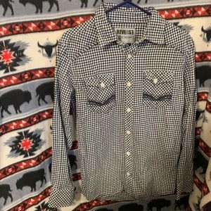 Reverse denim men’s long sleeve button up size M